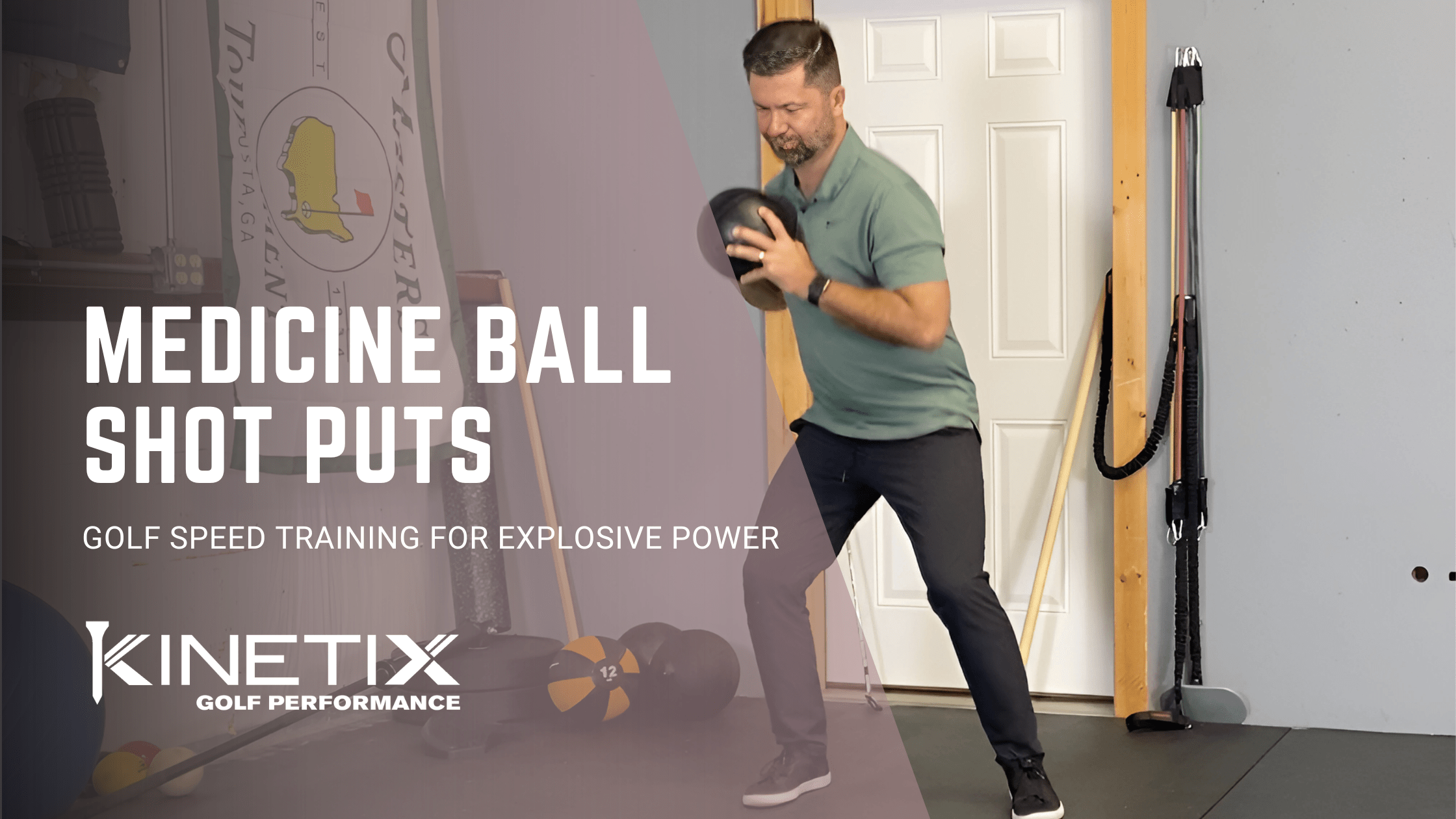 medicine ball shot put throws are a great golf exercise to develop explosive power in your golf swing.
