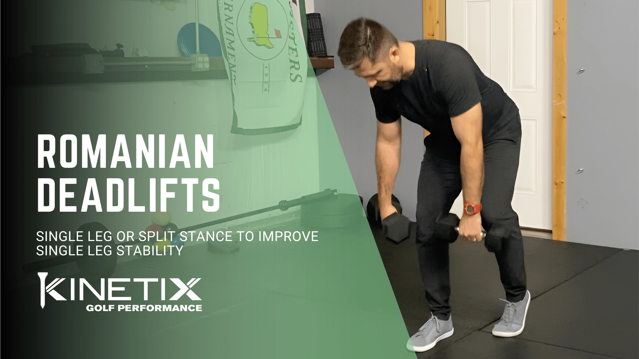 The romanian deadlift is a great golf exercise to build single leg stability in split stance or single leg stance.