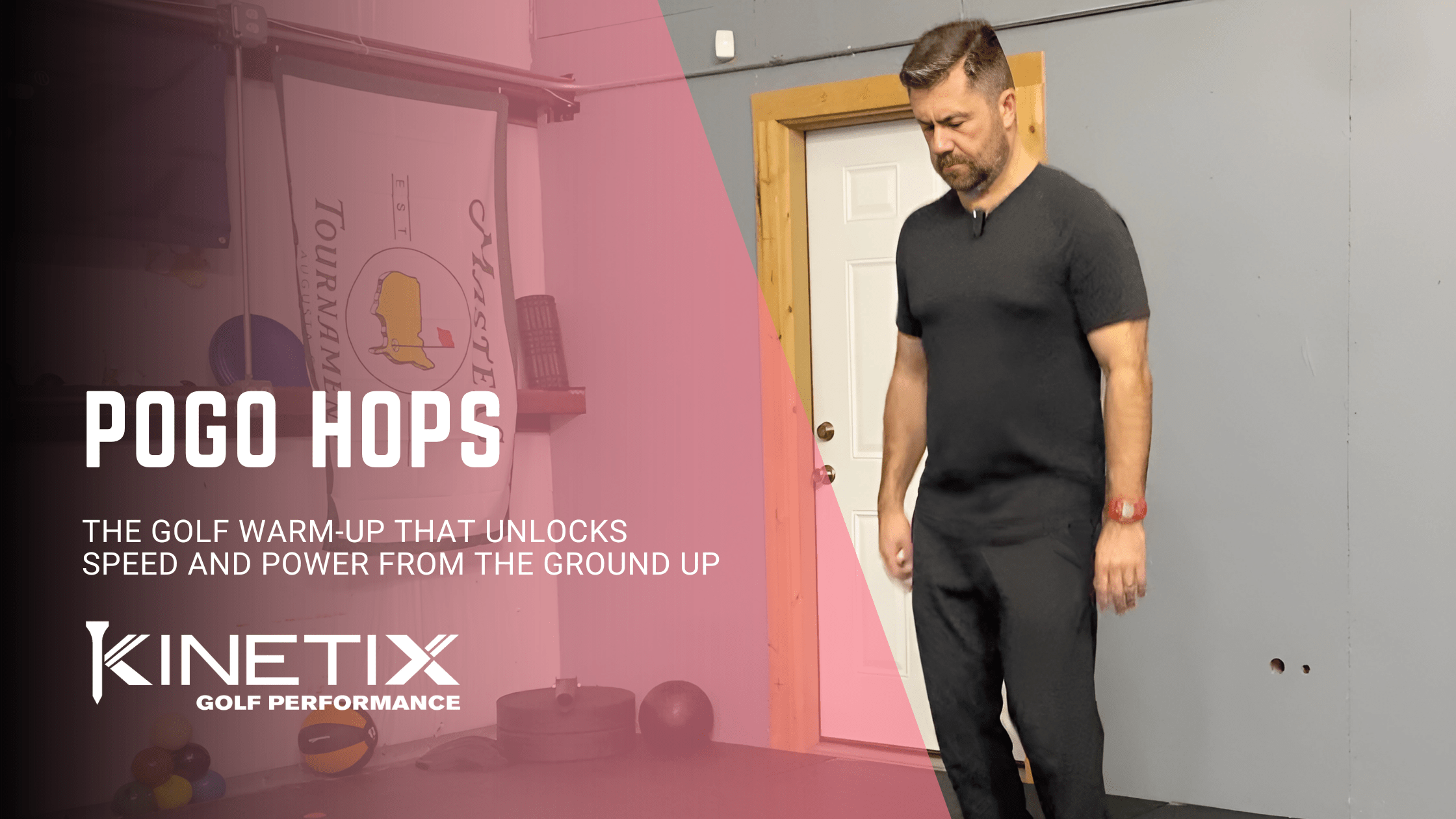 Golfer performing POGO hops exercise to improve ankle mobility and explosive power for golf swing speed