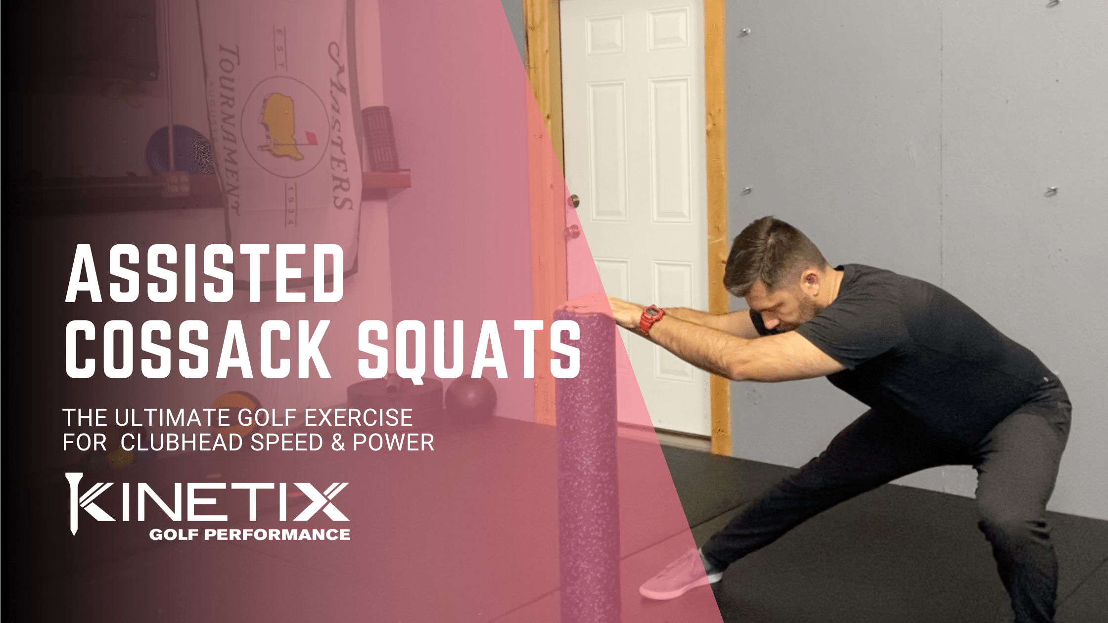 Assisted cossack squat demonstration for golfers - lateral hip mobility exercise for better swing mechanics