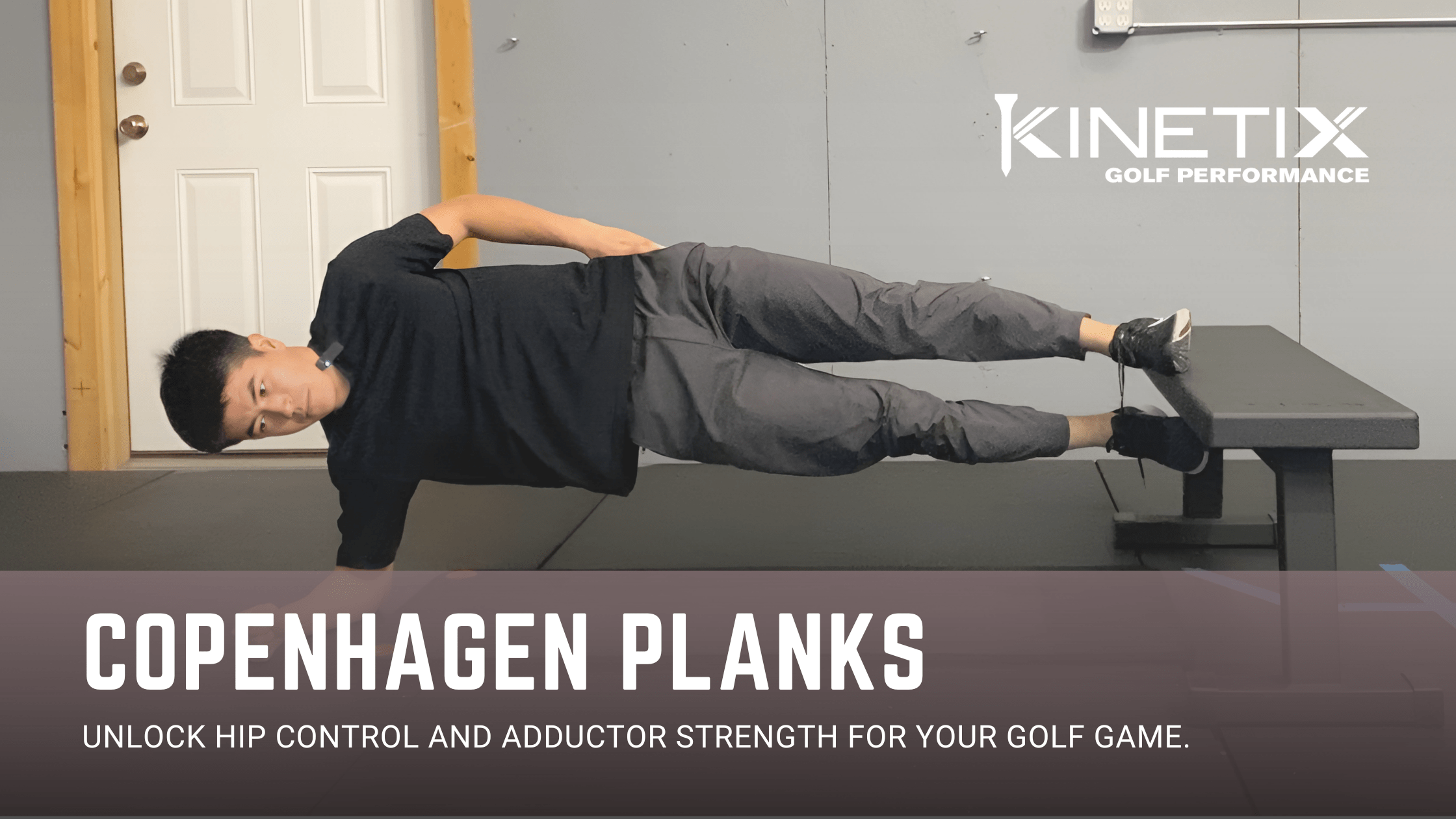 copenhagen planks are a great golf exercises to strengthen your adductor muscles group which is a key muscle group to develop stability in your downswing.