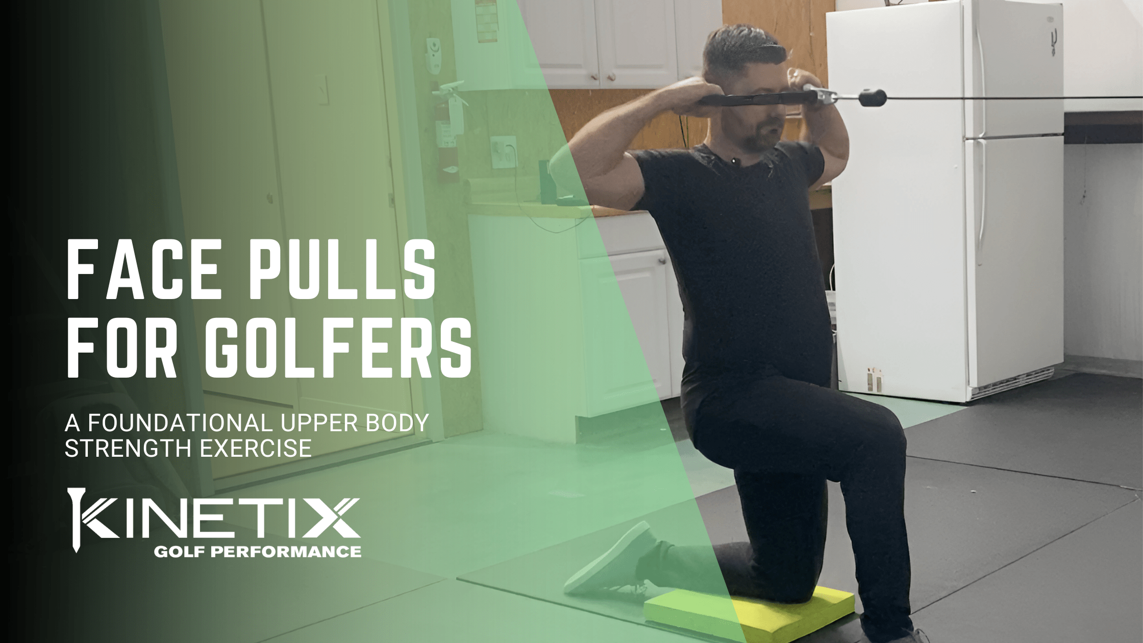 Golfer performing face pulls exercise to improve posture and rear deltoid strength for better golf swing