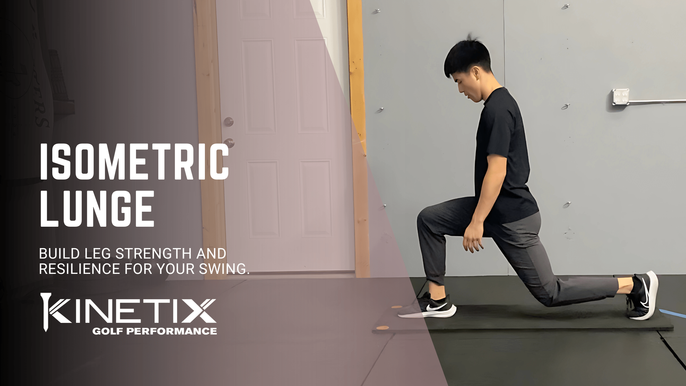 the isometric lunge is a great golf exercise to build leg strength and resilience for your golf swing.